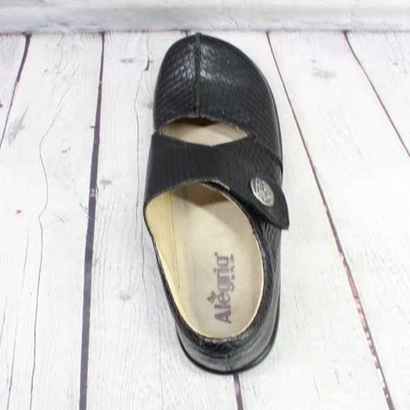 ALEGRIA Kaitlyn Black Snake Skin Texture Embossed Shoes US 9.5-10 / 40 - Picture 6 of 9
